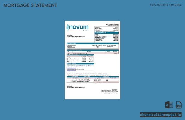 Malta Novum Bank Hypothekenabrechnung – Beispiel-Word- und PDF-Datei (Vorschau)